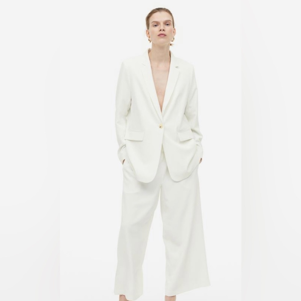H & M White Single Breasted Jacket